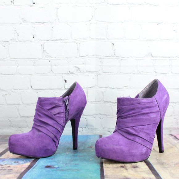 G By Guess Purple Suede Slouch Stiletto Side Zip Fashion Booties 8.5 M - Picture 2 of 8